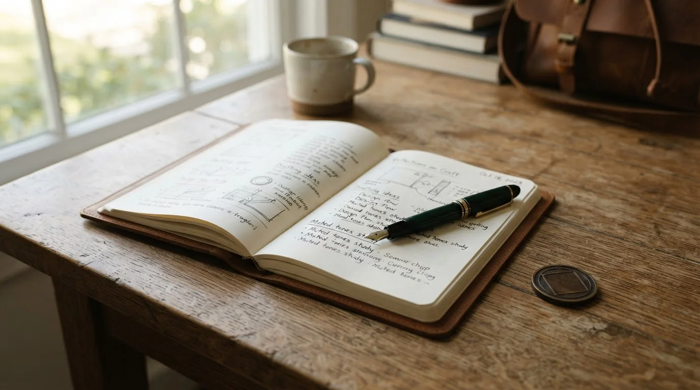 Notizbuch mit handgeschriebener Auszahlungsrechnung und Bleistift daneben