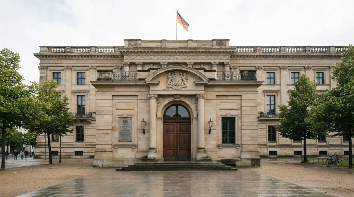 Fassade einer deutschen Aufsichtsbehörde mit neutraler Tageslichtstimmung